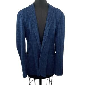 Altea Men's Blue Cotton Two Button Suit Jacket Blazer with Pockets Size 50/ US L
